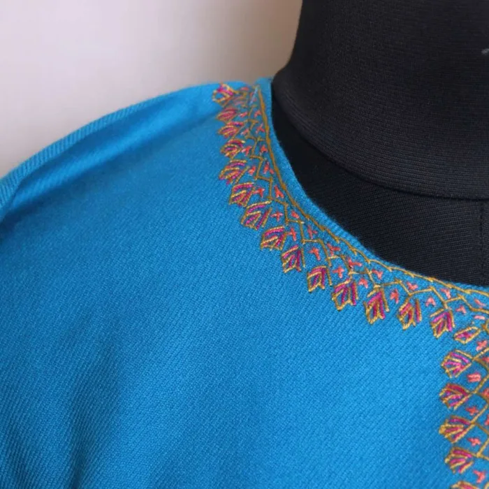 Women’s Blue Needlework Pheran in Luxurious Cashmilon - Saidakadal Collection [51, 44] - Image 3