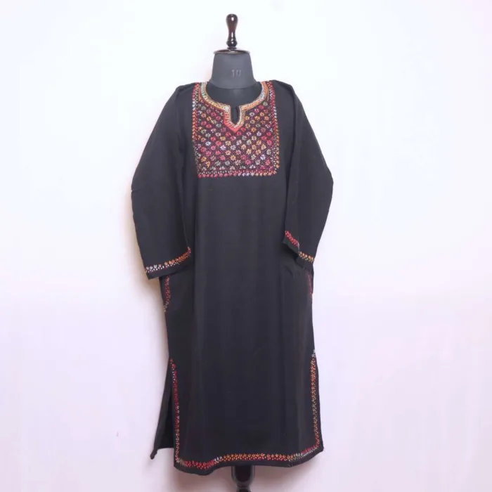 Black Needlework Pheran for Women in Cashmilon Fabric - Saidakadal Collection [47, 44] - Image 2