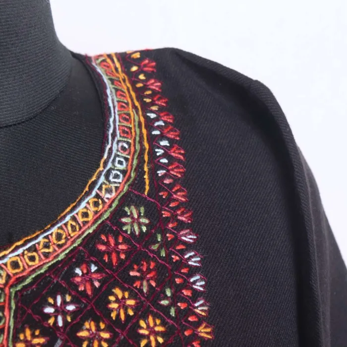 Black Needlework Pheran for Women in Cashmilon Fabric - Saidakadal Collection [47, 44] - Image 3