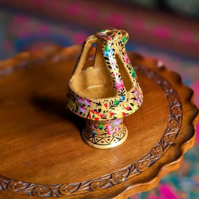 Paper Mache Kashmiri Kangri Golden| Kashmiri Souvenir - Image 3