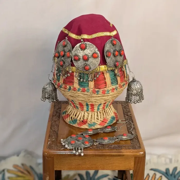 Traditional Kasaba | Kashmiri Headwear Cap with Jewelry - Image 2