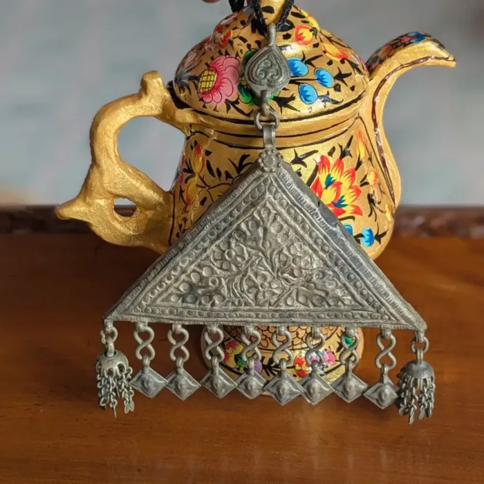 Vintage Kashmiri Triangle Pendent with Traditional Work | Sophisticated Jewelry