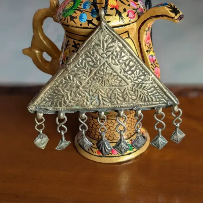 Exquisite Kashmiri Antique Triangle Pendent with Deep Detailing | Heritage Accessory