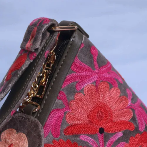 Triangle Velvet potli bag with aari embroidery14