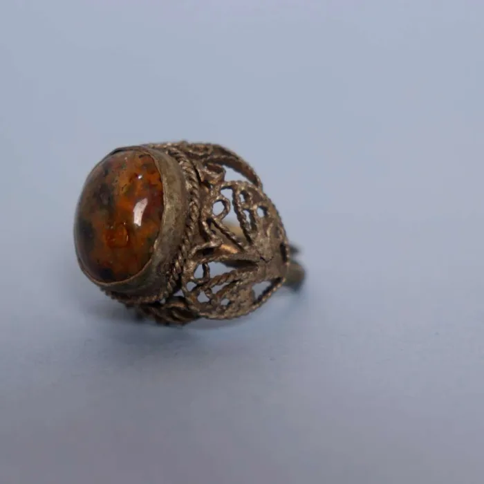 Vintage Kashmiri Natural Ring with Gemstone Inlay | Timeless Ornament - Image 2