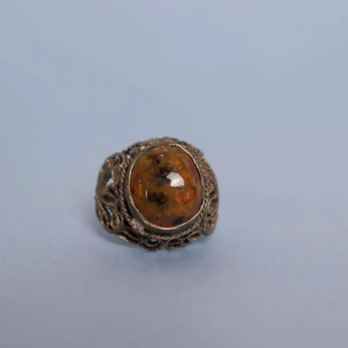 Vintage Kashmiri Natural Ring with Gemstone Inlay | Timeless Ornament - Image 4