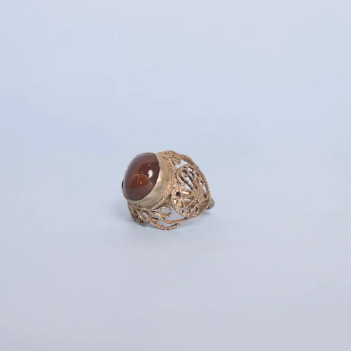 Vintage Kashmiri Natural Stone Ring with Delicate Antique Designing | Classic Style - Image 2