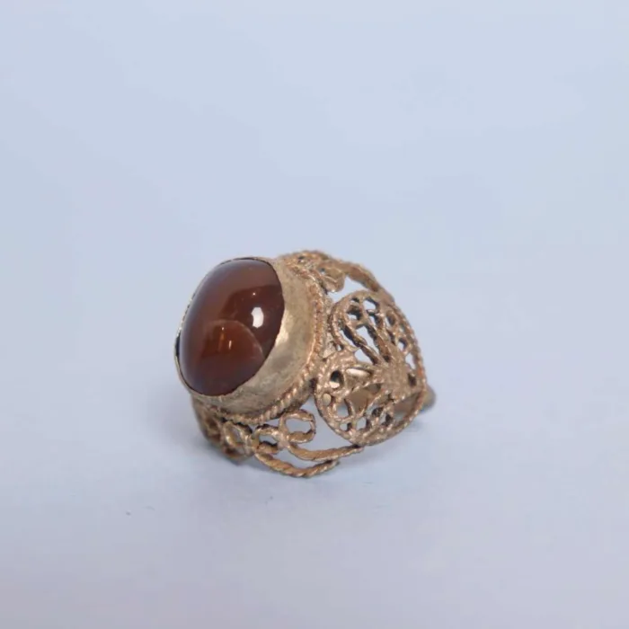 Vintage Kashmiri Natural Stone Ring with Delicate Antique Designing | Classic Style