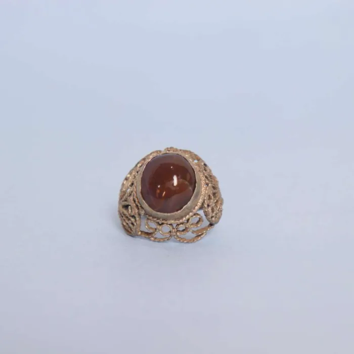 Vintage Kashmiri Natural Stone Ring with Delicate Antique Designing | Classic Style - Image 3