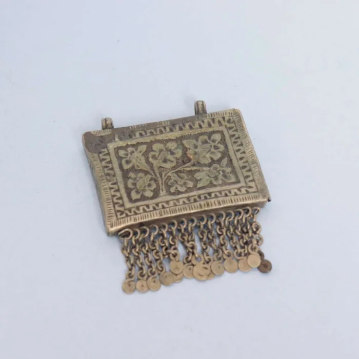 Antique Kashmiri Pendent with Intricate Floral Engravings | Handcrafted Jewelry