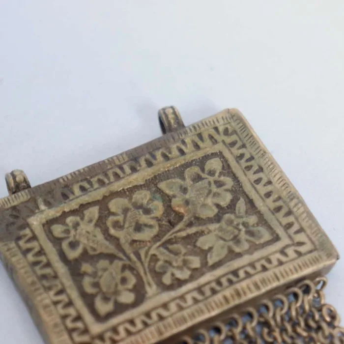 Antique Kashmiri Pendent with Intricate Floral Engravings | Handcrafted Jewelry - Image 2