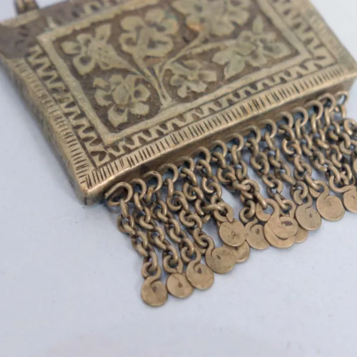 Antique Kashmiri Pendent with Intricate Floral Engravings | Handcrafted Jewelry - Image 3