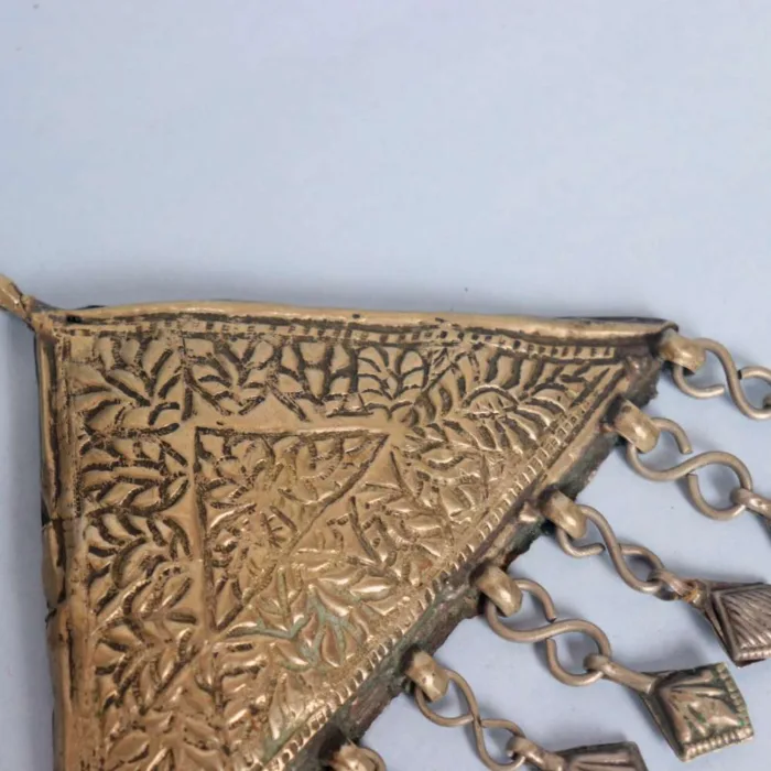 Exquisite Kashmiri Antique Triangle Pendent with Deep Detailing | Heritage Accessory - Image 3