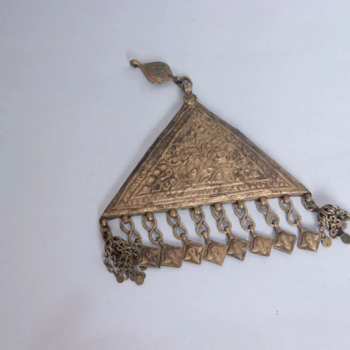 Vintage Kashmiri Triangle Pendent with Traditional Work | Sophisticated Jewelry