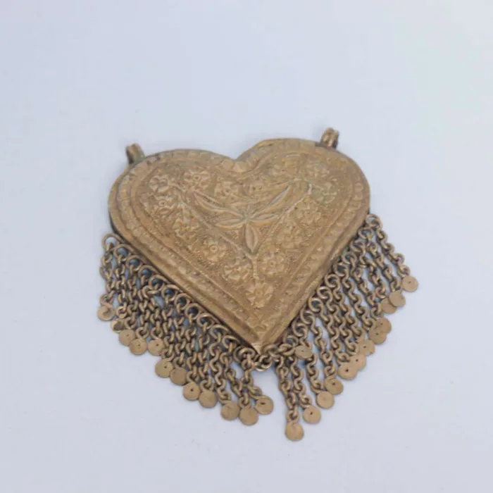 Kashmiri Antique Heart Shaped Pendent with Handcrafted Detailing