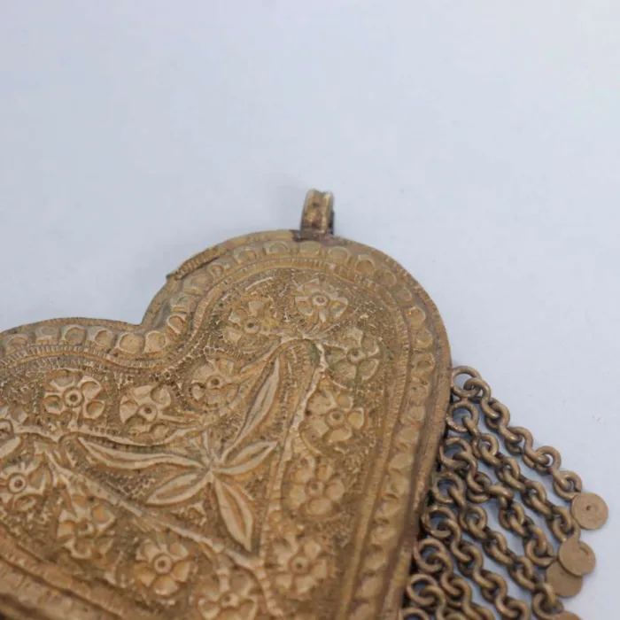 Kashmiri Antique Heart Shaped Pendent with Handcrafted Detailing - Image 2