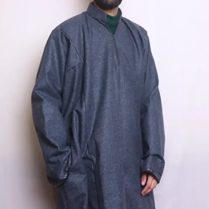 Blue Whitish Tweed Men Pheran | Feran | Phiran(L48,C64.5)- The Aqeel Collection