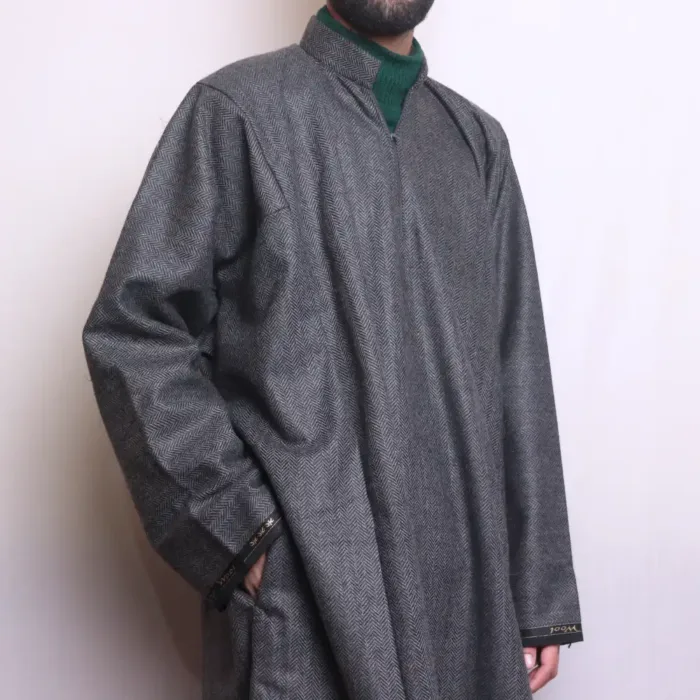 Dark grey Lakeer Tweed Men Pheran | Feran | Phiran (L47,C63)- The Aqeel Collection