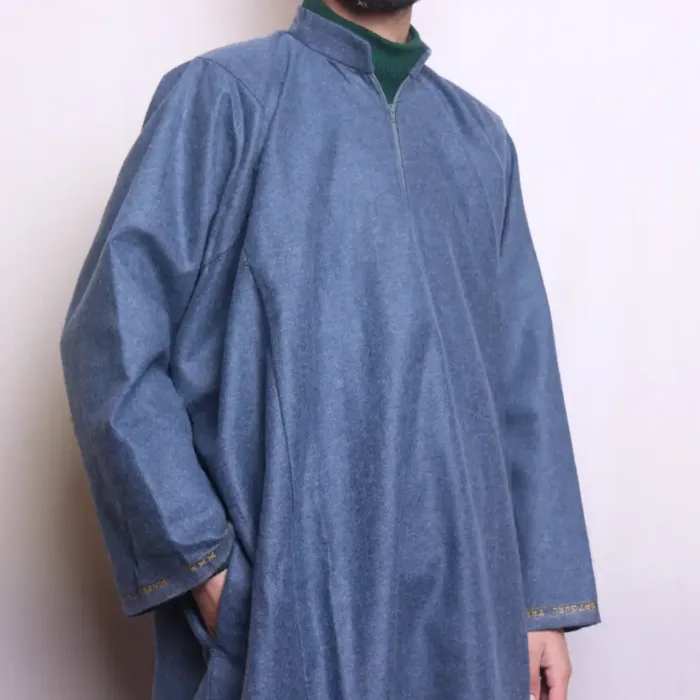 Light Blue Tweed Men Pheran | Feran | Phiran (L48,C62)- The Aqeel Collection