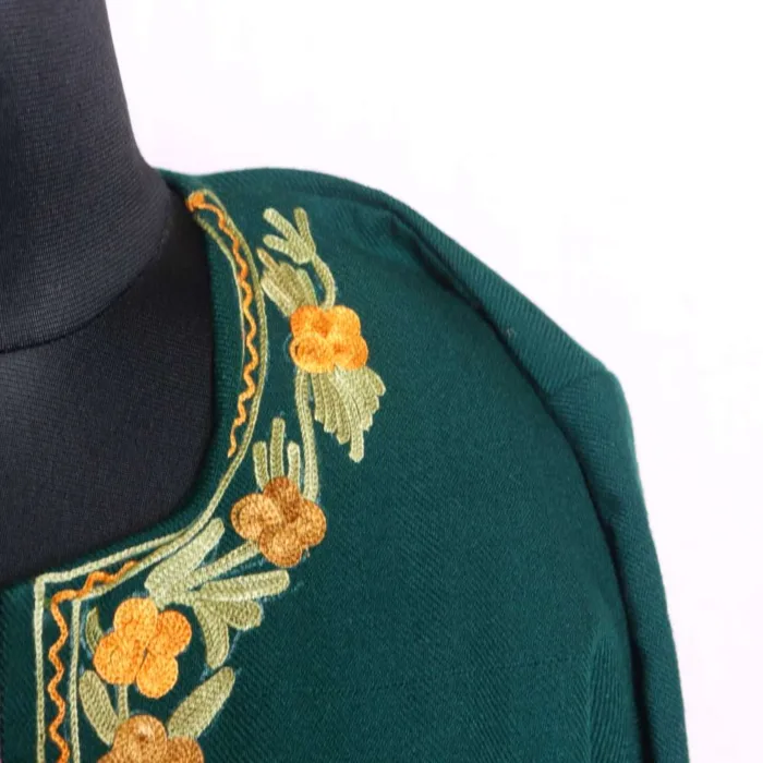 Dark Green Border Boothidar Cashmilon Woolen Kurta Set with Aari Embroidery - Saidakadal Collection - Image 3