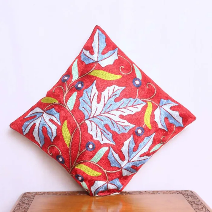 Red Chain Stitch Chinari Cushion Cover 12*12 | Barzul Collection