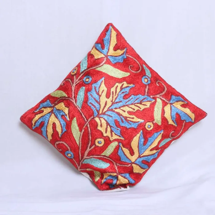 Blue-Yellow Chinari Chain Stitch Cushion Cover 12*12 | Set of 2 | Barzul Collection