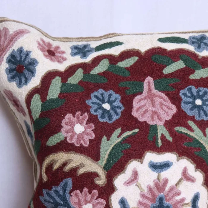 Floral Chain Stitch Cushion Cover 18*18 | Set of 2 | Barzul Collection - Image 3