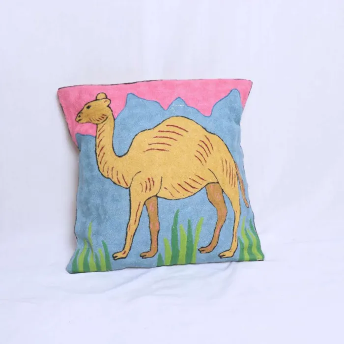 Camel in Desert Chain Stitch Cushion Cover 18*18 | Set of 2 | Barzul Collection