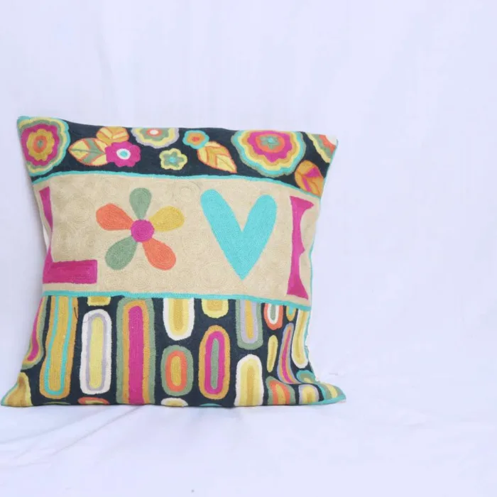 LOVE-ly Chain Stitch Cushion Cover 18*18 | Set of 2 | Barzul Collection