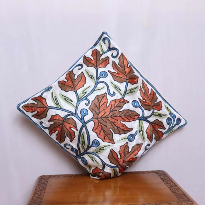 Brown Chinari Chain Stitch Cushion Cover 16*16 | Set of 2 | Barzul Collection