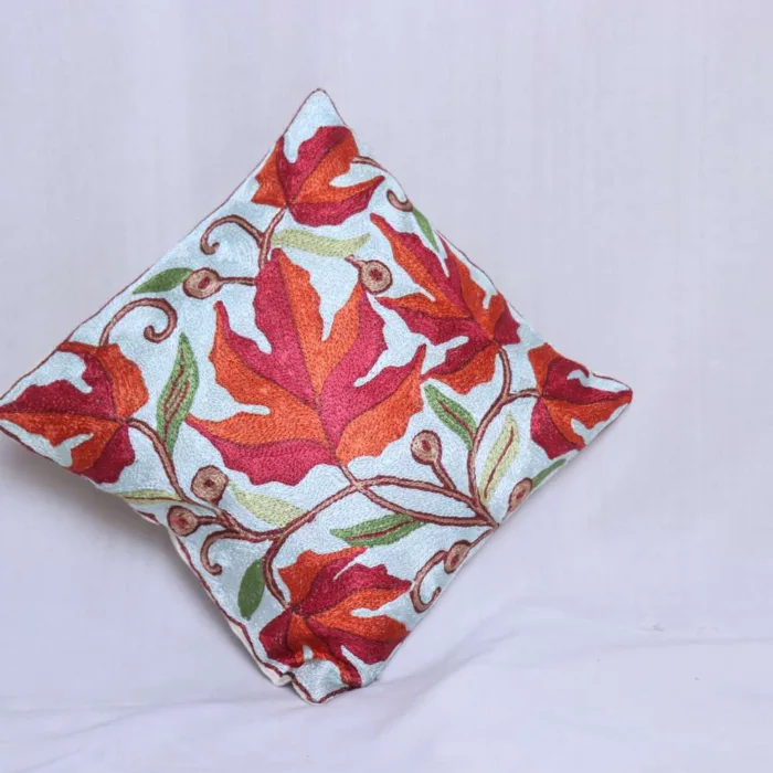 Red Chinari Chain Stitch Cushion Cover 12*12 | Barzul Collection