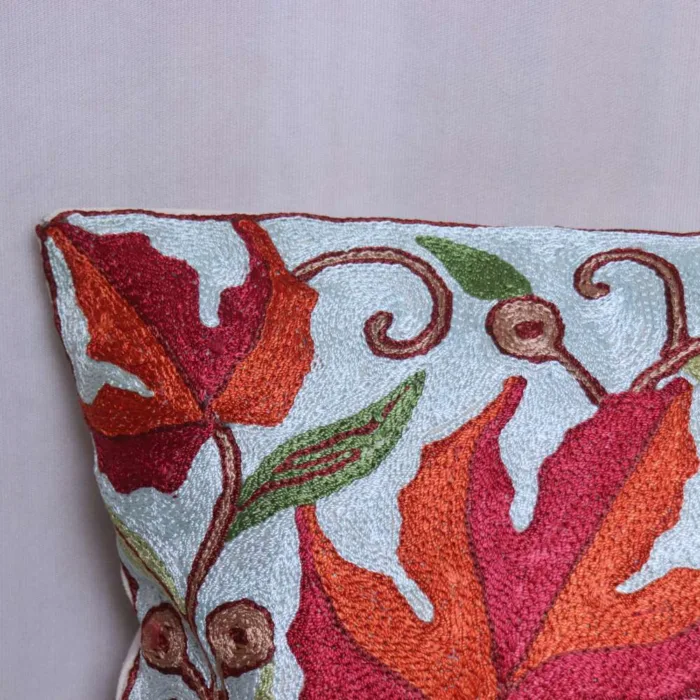 Red Chinari Chain Stitch Cushion Cover 12*12 | Barzul Collection - Image 3