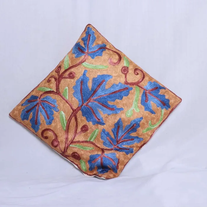 Blue Floral Chain Stitch Cushion Cover 12*12 | Barzul Collection