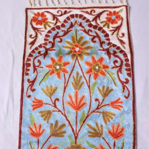 kashmiri art runner chain stitch in silk14