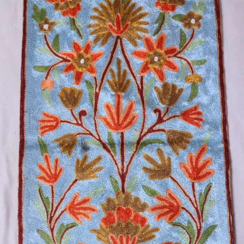 kashmiri art runner chain stitch in silk15