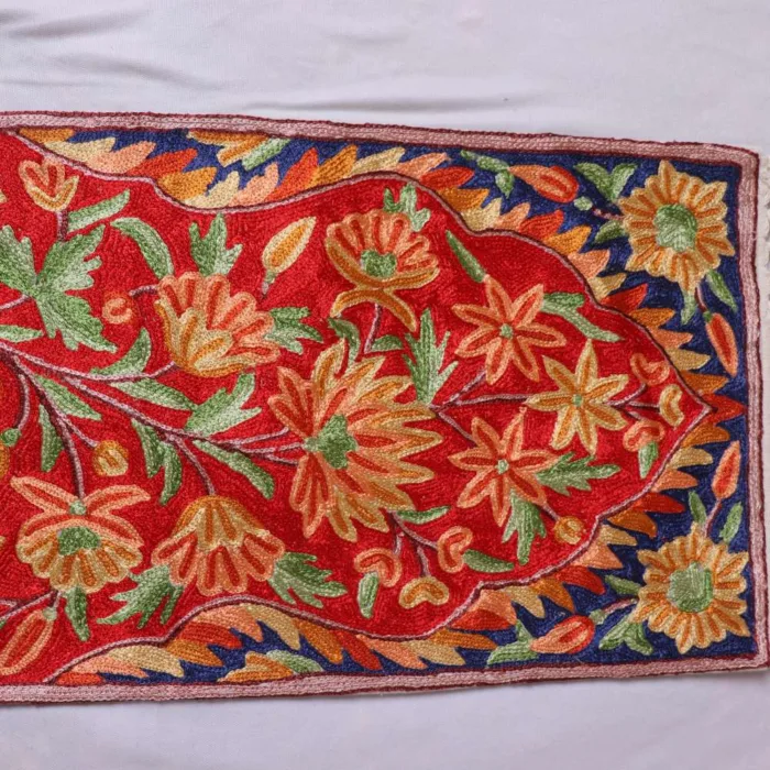 Silk Thread Embroidered Chain Stitch Runner on Dusoot Cotton (5x1ft) - Image 4