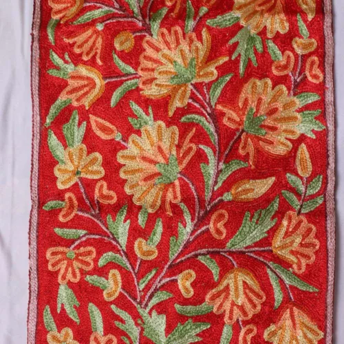 kashmiri art runner chain stitch in silk33