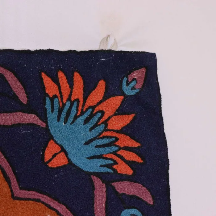 Traditional Dusoot Cotton Wall Hanging | Handmade Religous Woolen Chain Stitch Art (3x2 ft) - Image 3