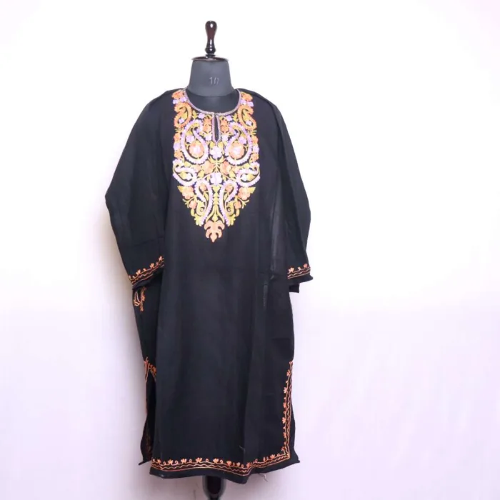 Classic Black Cashmilon Aari Embroidery Pheran - Badamweer Collection - Image 2