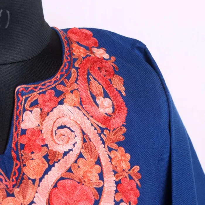 Graceful Blue Aari Embroidered Cashmilon Pheran | Baghi-Mehtab Collection - Image 3