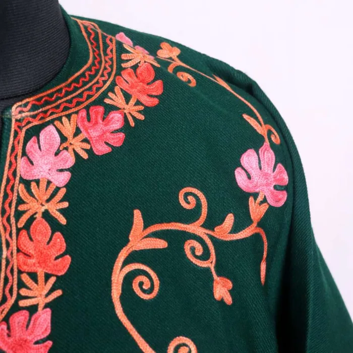 Beautiful Chinari Designer Ze Lakeer Dark Green Pheran in Cashmilon - Wazir Bagh Collection - Image 3