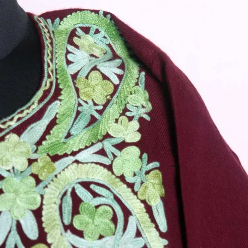 kashmiri cashmilon aari embroidered winter pherin for wemen12