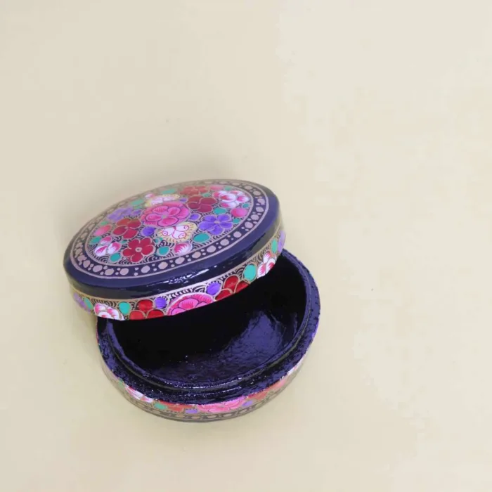 Decorative Small Paper Machie Box with Intricate Floral Patterns - Image 3