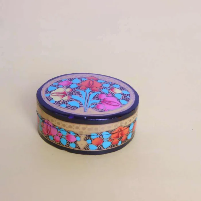 Artistic Black Small Paper Machie Box with Traditional Motifs