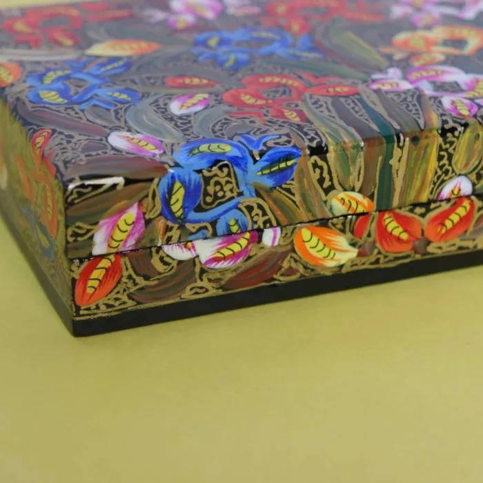 Elegant Multicolored Paper Machie Box with Hand-Painted Floral Motifs - Image 3