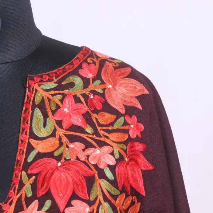 Brown Premium Winter Poncho | Ponchu fine Ari Embroidery - Image 2