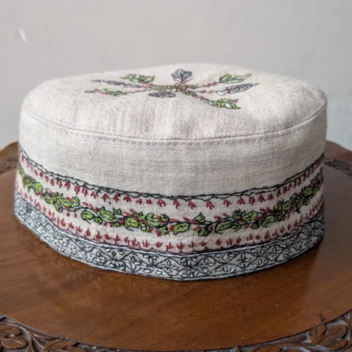 white caps with hand embroidery