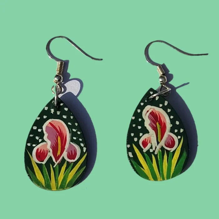 Artistic Green Paper Machie Earrings Inspired by Kashmir’s Rich Heritage - Aharbal Collection