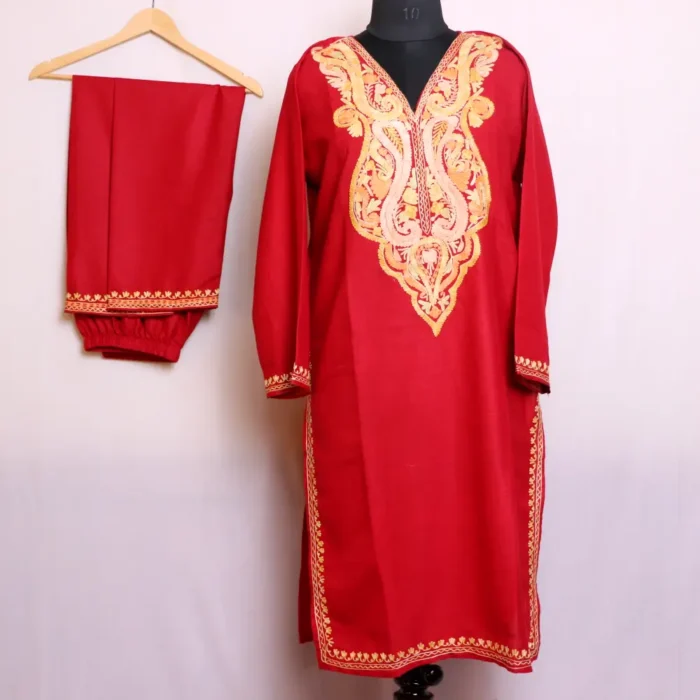 Refreshing Red Cotton Kurta | Co-ord Set with Beautiful Aari Embroidery - Zikar Collection