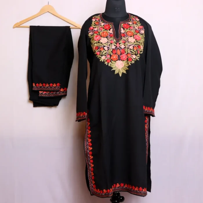 Black Summer Cool Kurta Set with Aari Embroidery - Nowhatta Collection